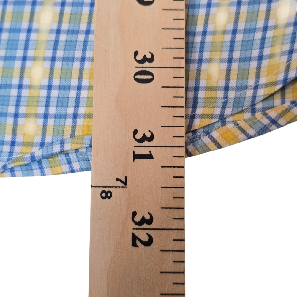 Peter Millar 100% Cotton Button Up L/S Shirt Yellow/Blue Plaid Check, Men's Sz M - Picture 11 of 11